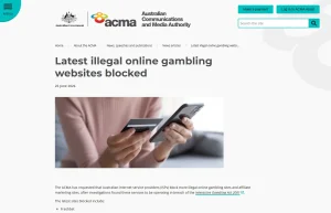 ACMA webpage listing Freshbet among blocked illegal gambling services
